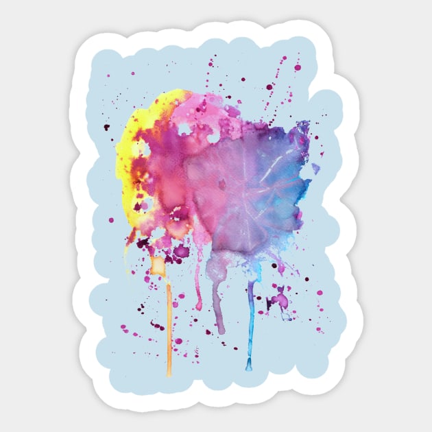 Yellow Pink Purple Blue Paint Splatter Sticker by saradaboru